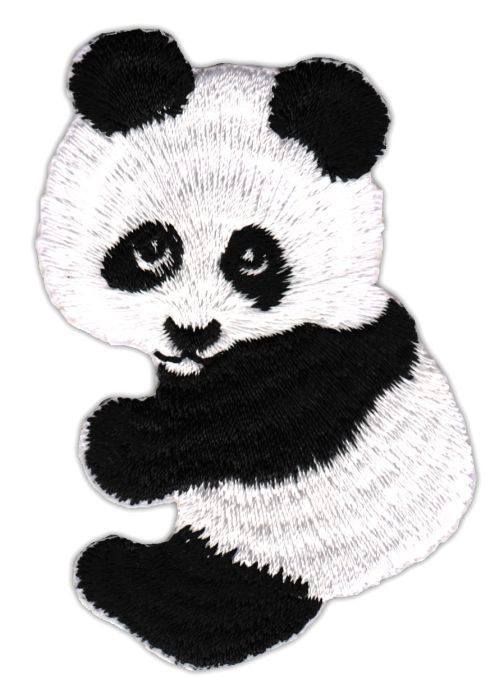 #ac97 Panda Bär Aufnäher Applikation Bügelbild Patch Flicken Größe 4,7 x 7,4 cm