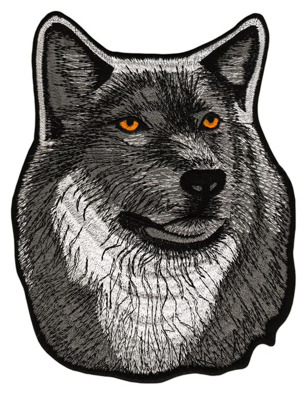 #Backpatch #66 Wolf Grau Hund Center Patch Biker Kutte Rückenaufnäher Back Patch Groß 17,8 x 23 cm