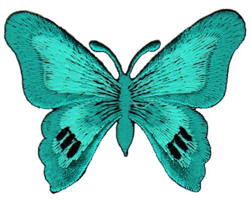 #ae21 Schmetterling Türkis Aufnäher Falter Butterfly Applikation Bügelbild Flicken Patch Größe 7,5 x 5,7 cm