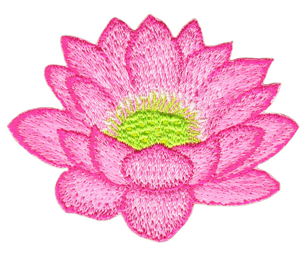 #ak80 Lotusblume Blüte Aufnäher Patch Applikation Bügelbild Größe 6,5 x 5,1 cm