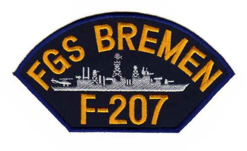 #ae01 FGS Bremen F-207 Fregatte Abzeichen Aufnäher Marine Schiff Applikation Bügelbild Patch Größe 14,0 x 7,4 cm