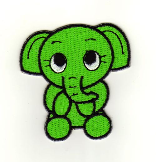 #aa30 Grüner Elefant Baby Kinder Aufnäher Bügelbild Applikation Patch Größe 5,8 x 6,1 cm
