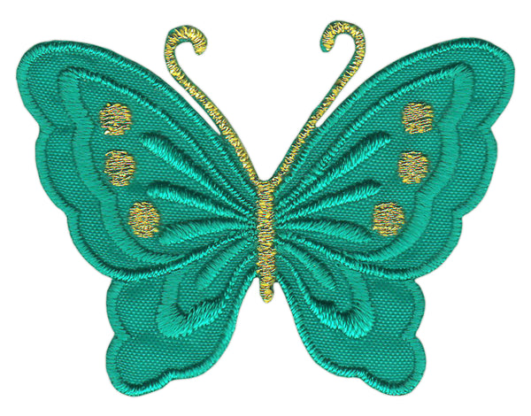 #bk48 Schmetterling klein Grün Aufnäher Bügelbild Applikation Aufbügler Patch Größe 5,2 x 3,7 cm