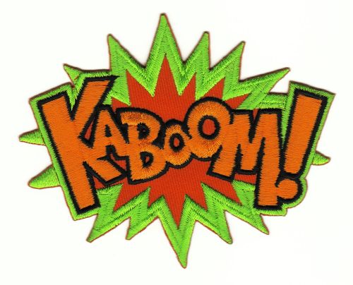#ab83 KABOOM ! Comic Sprechblase Aufnäher Applikation Patch Bügelbild Größe 10,0 x 8,0 cm