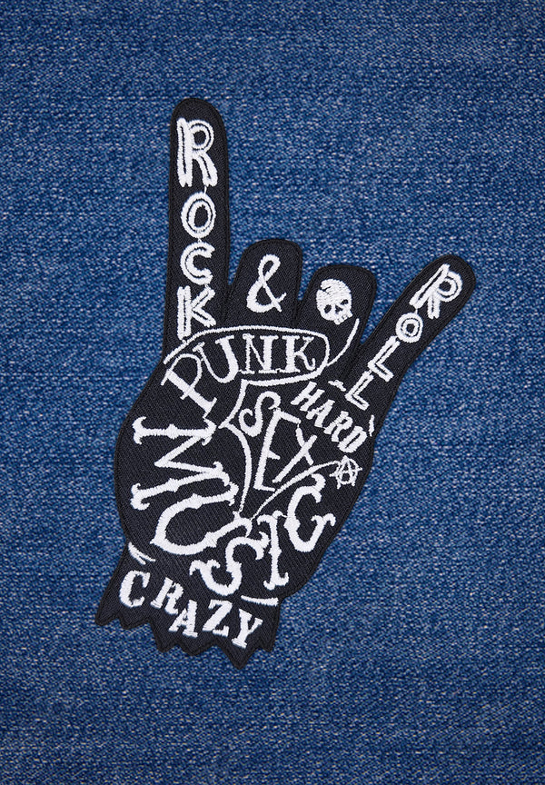 #ak64 Heavy Metal Hand Musik Rock N Roll Punk Aufnäher Bügelbild Patch Applikation Größe 8,5 x 6,3 cm