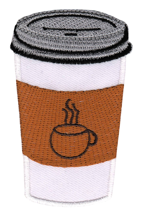 #ab12 Kaffeebecher Coffee to Go Aufnäher Bügelbild Applikation Patch Größe 8,5 x 5,4 cm
