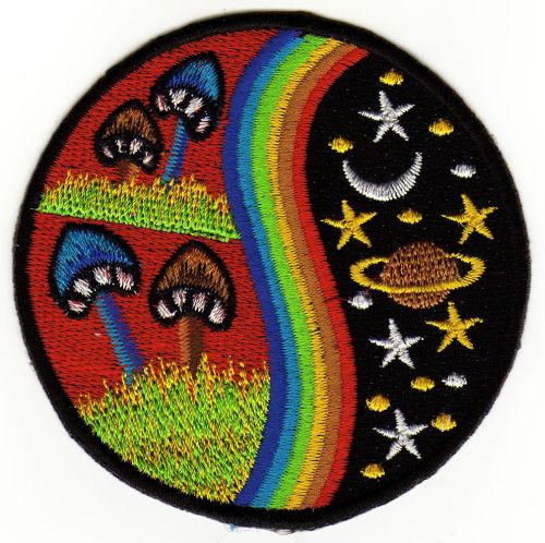 #ab72 Hindu Pilze Sterne Regenbogen Aufnäher Applikation Bügelbild Patch Größe 8,0 x 8,0 cm