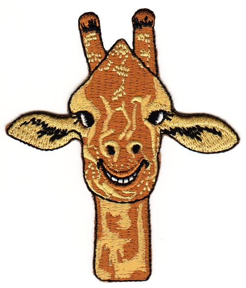 #aa20 Giraffe Kopf Kinder Aufnäher Bügelbild Patch Applikation Größe 7,2 x 8,3 cm