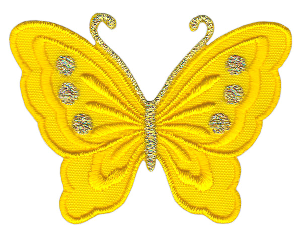 #bk63 Schmetterling klein Gelb Aufnäher Bügelbild Applikation Aufbügler Patch Größe 5,2 x 3,7 cm