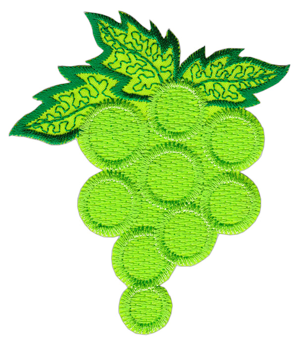 #ae75 Weintrauben Grün Aufnäher Bügelbild Applikation Patch Größe 7,0 x 7,9 cm