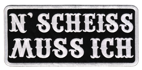 #Backpatch #70 N' SCHEISS MUSS ICH Aufnäher Groß Schwarz Bügelbild Patch Flicken Applikation Größe 20 x 9 cm