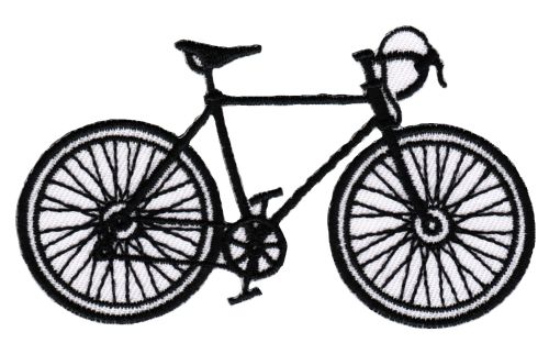#ad65 Fahrrad Rennrad Schwarz Sport Aufnäher Patch Applikation Bügelbild Größe 8,5 x 5,2 cm
