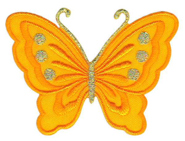 #bk64 Schmetterling klein Orange Aufnäher Bügelbild Applikation Aufbügler Patch Größe 5,2 x 3,7 cm