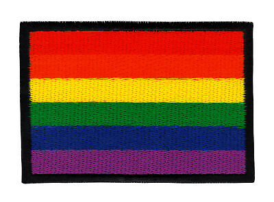 ao66★Regenbogen Flagge Aufnäher zum aufbügeln Bügelbild Patch Klima 7,9 x 5,5 cm