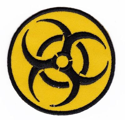 am23★Bio Hazard Symbol Gefahr Aufnäher Bügelbild Patch Applikation Gelb 8 x 8 cm