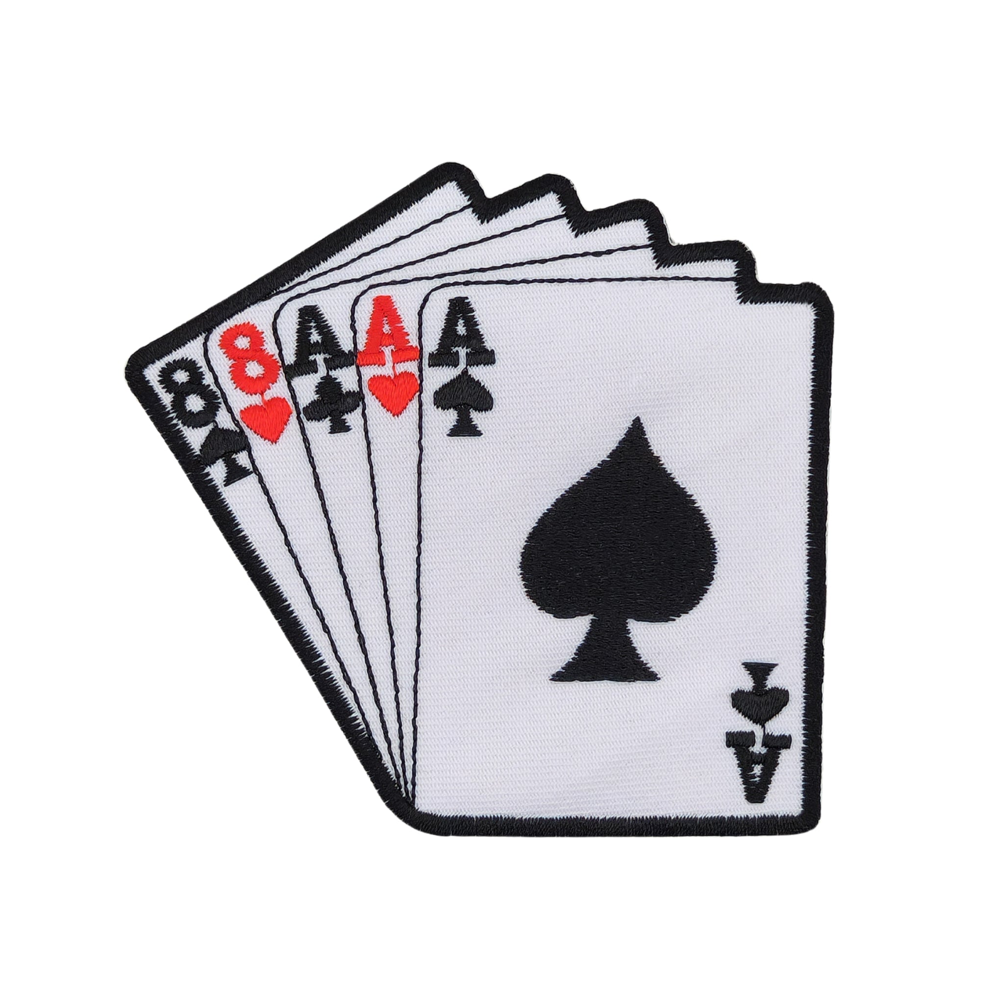 #ab39 Karten Full House Poker Aufnäher Bügelbild Applikation Größe 10,0 x 9,5 cm