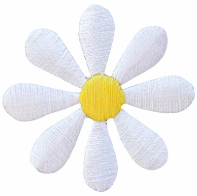ao38★Blüte klein Weiß Blume Aufnäher zum aufbügeln Bügelbild Patch 3,5 x 3,5 cm