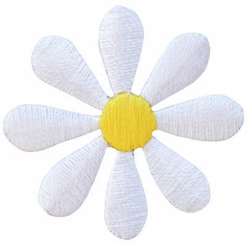 ao38★Blüte klein Weiß Blume Aufnäher zum aufbügeln Bügelbild Patch 3,5 x 3,5 cm