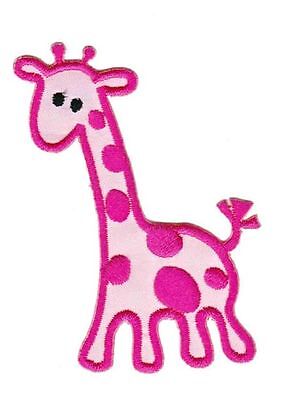 bc85★Giraffe Pink Aufnäher zum aufbügeln Bügelbild Bügelflicken Patch 5 x 7 cm