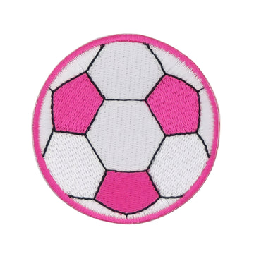 #ae39 Fußball Pink-Violett Weiß Ball Sport Aufnäher Applikation Bügelbild Flicken Patch Größe 5,3 x 5,3 cm