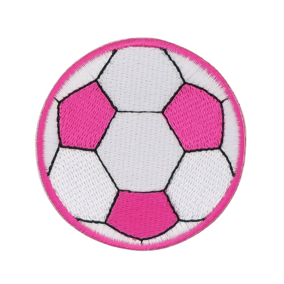 #ae39 Fußball Pink-Violett Weiß Ball Sport Aufnäher Applikation Bügelbild Flicken Patch Größe 5,3 x 5,3 cm