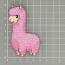 am20★Lama Rosa Alpaka Aufnäher Bügelbild Applikation Patch Flicken 5,0 x 8,0 cm-4