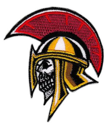 ag47★Totenkopf Römischer Helm Aufnäher Bügelbild Applikation Patch 6,5 x 5,5 cm
