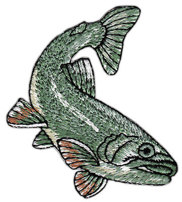 an76★Fisch Forelle Aufnäher zum aufbügeln Bügelbild Patch Applikation 6 x 7 cm