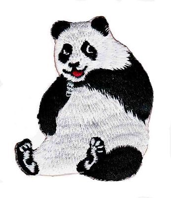 be61★Panda Bär Aufnäher zum aufbügeln Applikation Bügelbild Patch 5,7 x 7,0 cm