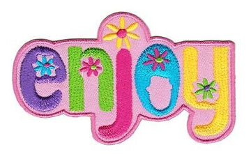 bf41★Enjoy Aufnäher aufbügeln Bügelbild Applikation Patch Flicken 10,8 x 6,4 cm