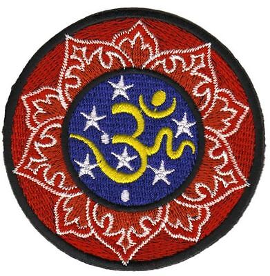bc22★Indien Yoga Zeichen Goa Om Aum Buddha Aufnäher Bügelbild Patch 7,8 x 7,8 cm
