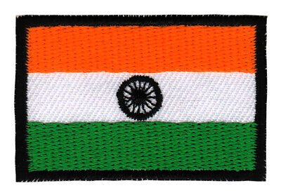 an36★Indien Flagge Klein Aufnäher zum aufbügeln Bügelbild Patch India 4,5 x 3 cm