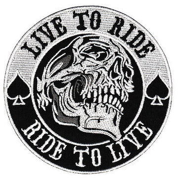 an65★Totenkopf Live To Ride Rocker Biker Aufnäher Bügelbild Patch 9,7 x 9,7 cm