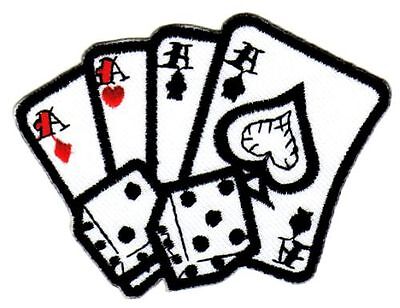 ag67★Würfel Karten Poker Casino Aufnäher Bügelbild Applikation Patch 9 x 6,5 cm