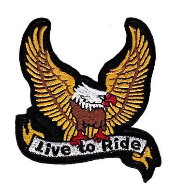 bc03★Adler Eagle Live to Ride Vogel Aufnäher aufbügeln Bügelbild Patch 7,5 x 8cm
