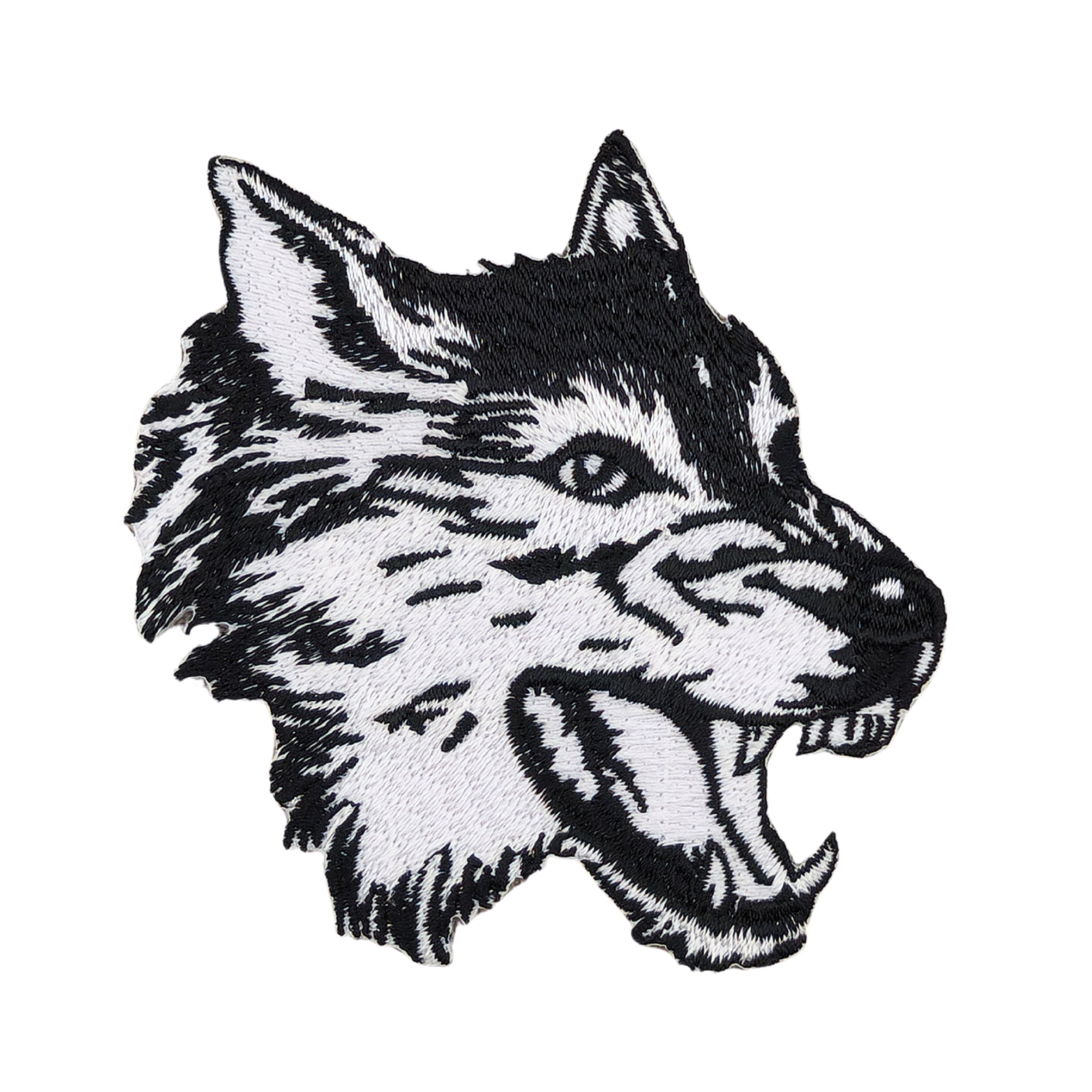 #ae22 Wolf Hund Schwarz Weiß Aufnäher Bügelbild Applikation Patch Größe 7,5 x 7,8 cm