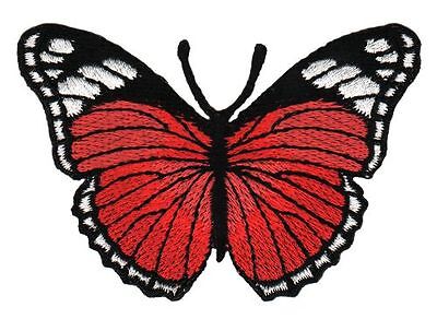 au26★Schmetterling Rot Aufnäher aufbügeln Bügelbild Patch Flicken★7,5 x 5,5 cm