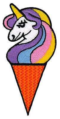 ah52★Einhorn Eis Waffel Aufnäher aufbügeln Bügelbild Patch Flicken 5 x 10,7 cm
