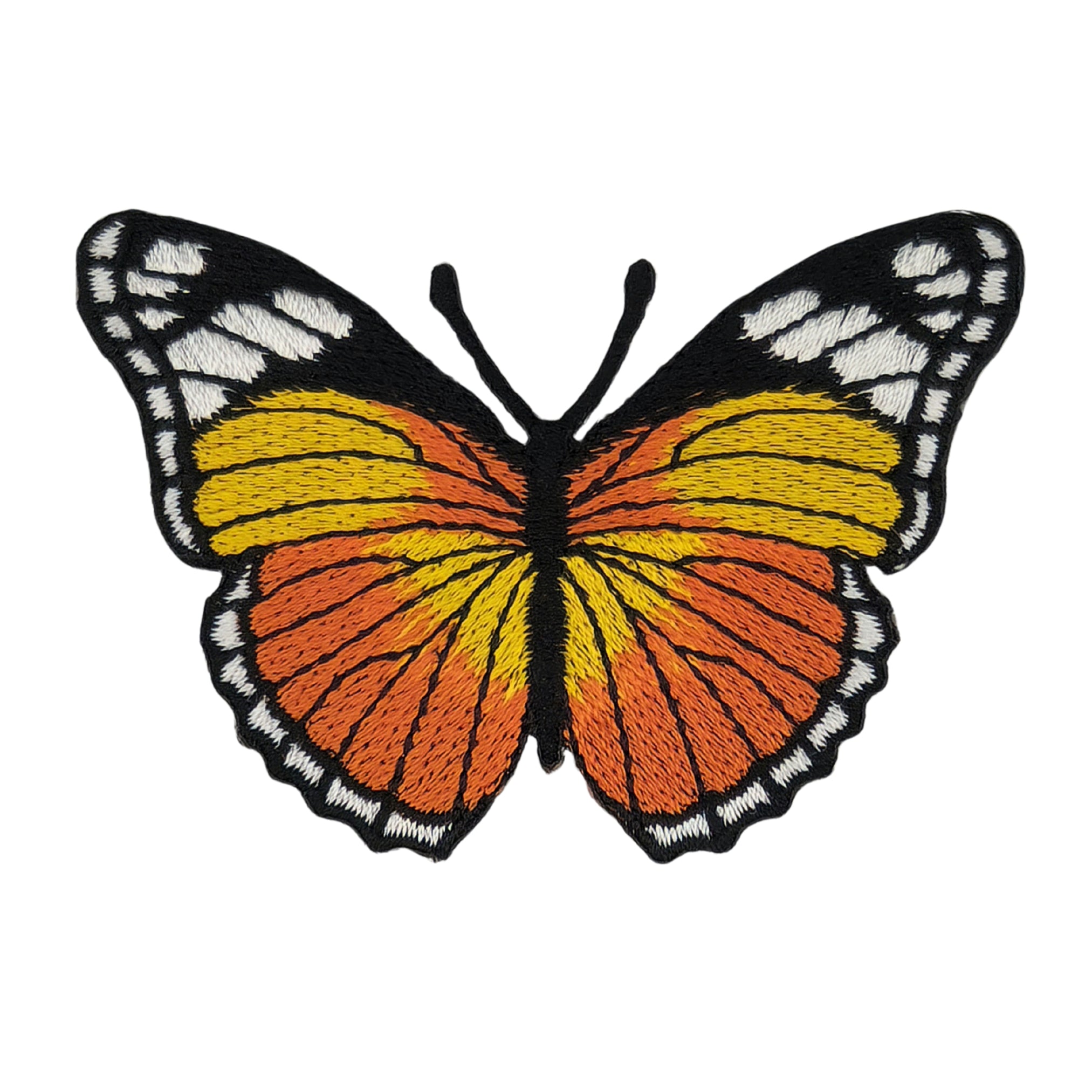 #ae50 Schmetterling Braun Gelb Aufnäher Butterfly Applikation Bügelbild Flicken Patch Größe 7,5 x 5,0 cm