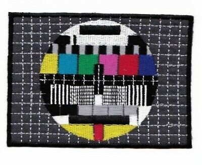 am18★Test Bild Fernseh Stör Aufnäher Bügelbild Patch Bügelflicken 11,0 x 8,0 cm