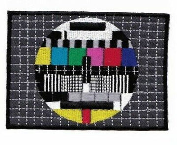 am18★Test Bild Fernseh Stör Aufnäher Bügelbild Patch Bügelflicken 11,0 x 8,0 cm