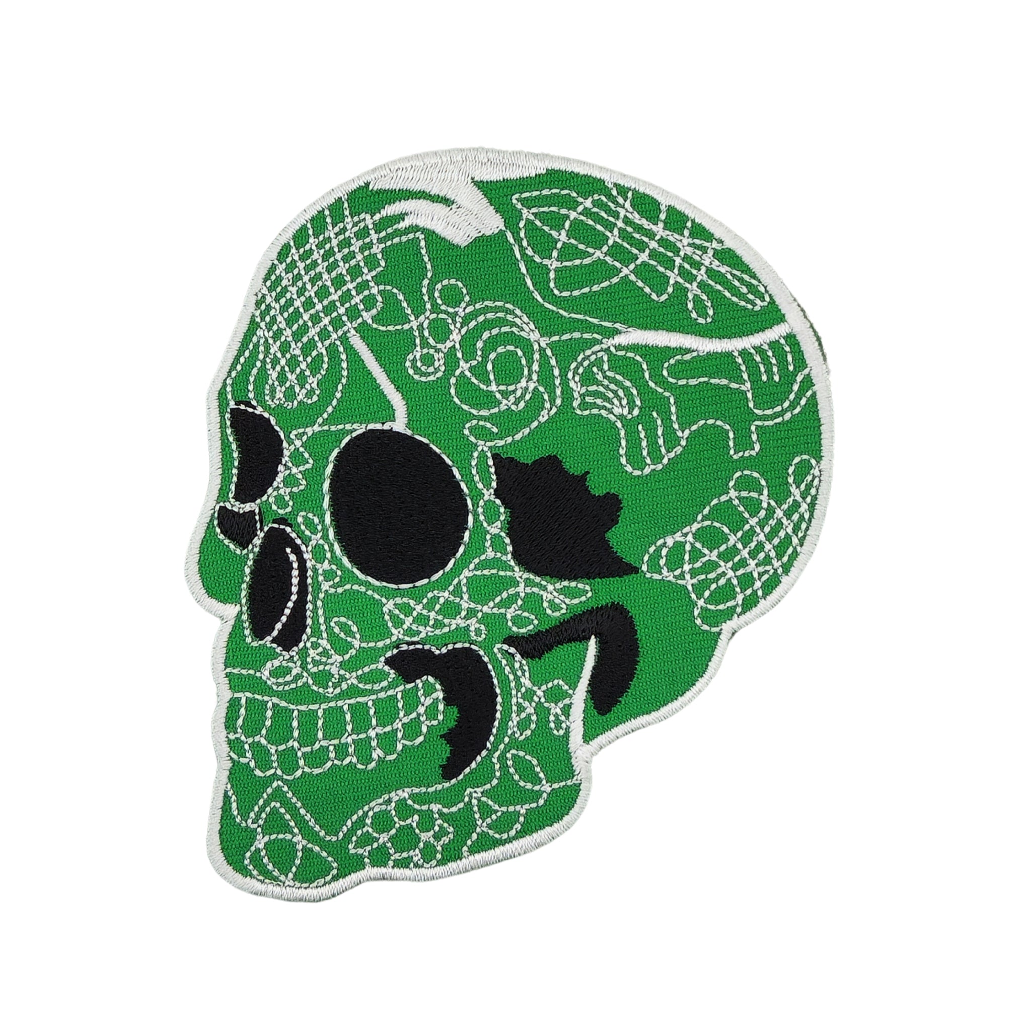 #ab47 Totenkopf Grün Tattoo Skull Biker Aufnäher Patch Bügelbild Applikation Größe 8,0 x 10,0 cm