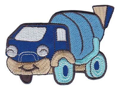 bf84★Betonmischer LKW Baustelle Aufnäher Bügelbild Patch Bügelflicken 8 x 6,5 cm