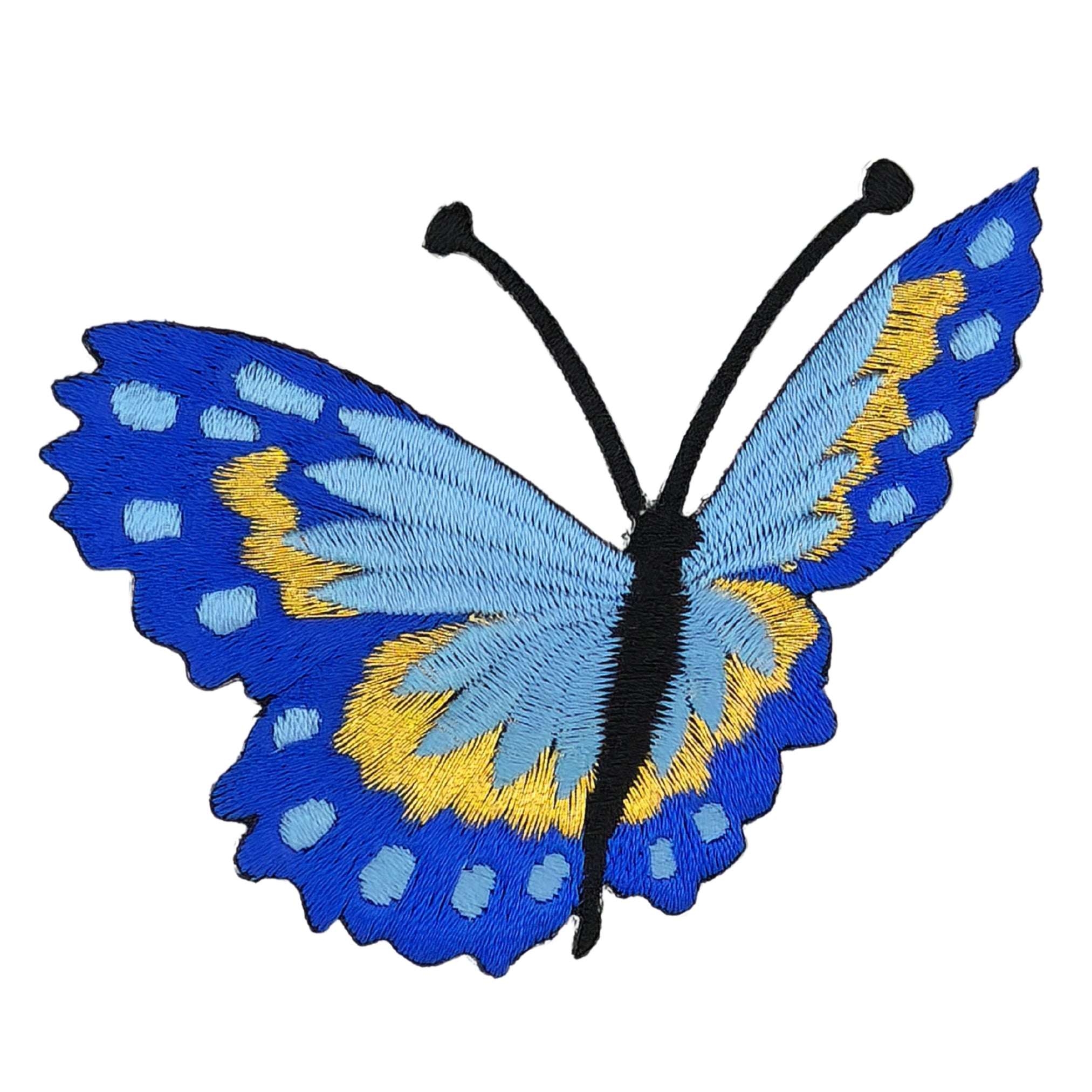 #ae63 Schmetterling Blau Aufnäher Butterfly Applikation Bügelbild Flicken Patch Größe 7,1 x 7,0 cm