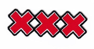ak41★XXX Triple X Aufnäher zum aufbügeln Bügelbild Patch Applikation 8,7 x 3 cm