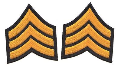 au71★Sergeant 2er Set Aufnäher aufbügeln Bügelbild Patch Kostüm Karneval 7 x 8cm