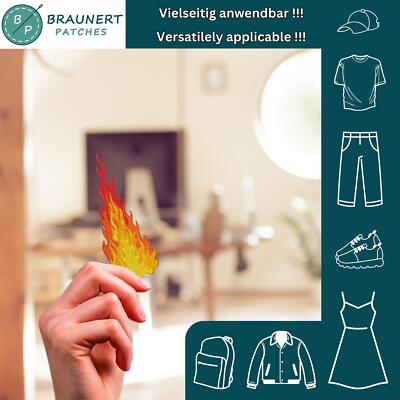 ae84★Feuer Flamme Aufnäher aufbügeln Bügelbild Patch Applikation 4,7 x 11,8 cm