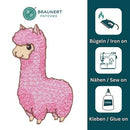 am20★Lama Rosa Alpaka Aufnäher Bügelbild Applikation Patch Flicken 5,0 x 8,0 cm-3