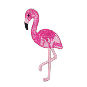 #ad06 Flamingo Rosa Vogel Tier Aufnäher Bügelbild Zoo Applikation Größe 4,6 x 10,2 cm