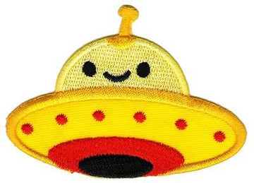 bb93★UFO Raumschiff Aufnäher aufbügeln Bügelbild Patch Bügelflicken 8 x 5,8 cm